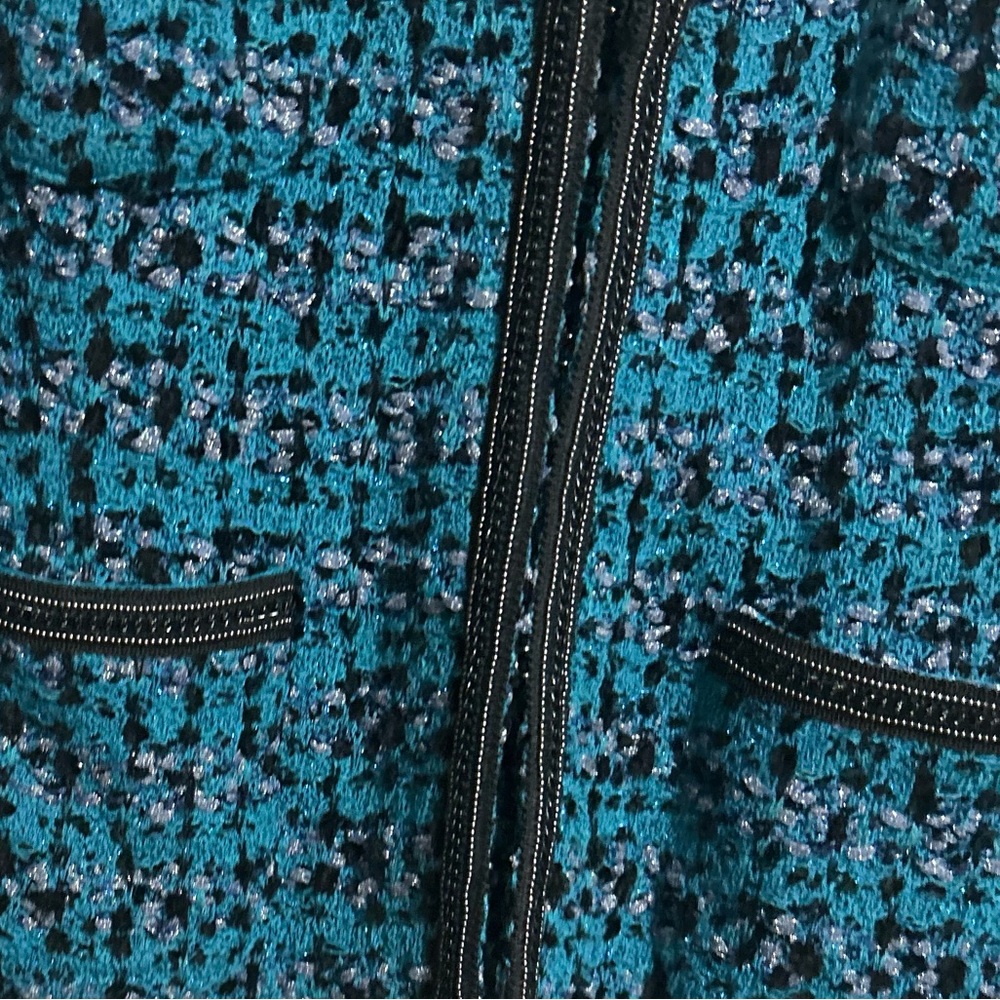 St. John Collection Teal Bouclé Black-Trimmed Jacket - Picture 10 of 10